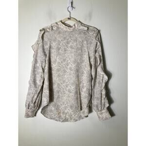 Endless Rose Off White Black Long Sleeve High Collar Top Sz S